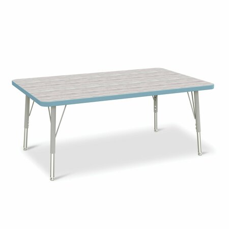 JONTI-CRAFT Berries Rectangle Activity Table, 30 in. x 48 in., E-height, Driftwood Gray/Coastal Blue/Gray 6473JCE452